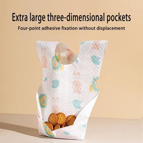 مرايل ورقية للاستعمال مرة واحدة، 20 مريلة للاستعمال مرة واحدة - مرايل سفر للأطفال، مرايل للأطفال للاستعمال مرة واحدة مع أداة تجميع فتات الخبز - ناعمة ومقاومة للتسرب ومريحة للأطفال الرضع والتغذية والسفر والاستخدام الخارجي in Kuwait