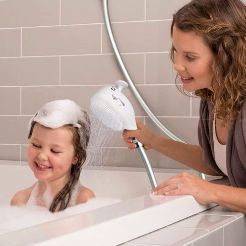 Aonbor Baby Bath Shower Head, Shark Bath Sprayer for Kids with Soft Silicone Brush Gunmetal Gray, Suitable for Children & Adults, Single Shower Head in Saudi Arabia