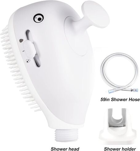 Aonbor Baby Bath Shower Head, Shark Bath Sprayer for Kids with Soft Silicone Brush Gunmetal Gray, Suitable for Children & Adults, Single Shower Head in Saudi Arabia