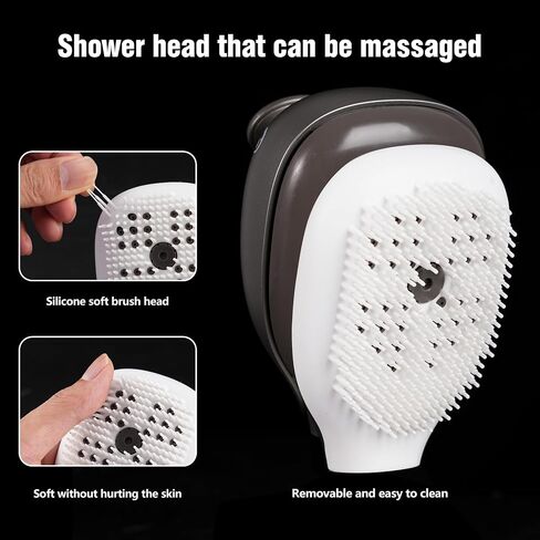 Aonbor Baby Bath Shower Head, Shark Bath Sprayer for Kids with Soft Silicone Brush Gunmetal Gray, Suitable for Children & Adults, Single Shower Head in Saudi Arabia