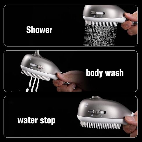 Aonbor Baby Bath Shower Head, Shark Bath Sprayer for Kids with Soft Silicone Brush Gunmetal Gray, Suitable for Children & Adults, Single Shower Head in Saudi Arabia
