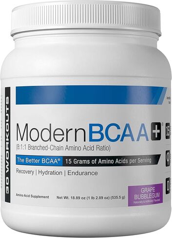 مسحوق الأحماض الأمينية ذات السلسلة المتفرعة BCAA الحديثة | مشروب خالي من السكر لاستعادة العضلات وترطيبها بعد التمرين مع 15 جم من الأحماض الأمينية ونسبة 8:1:1 BCAA للرجال والنساء | 30 حصة (العنب) in Kuwait