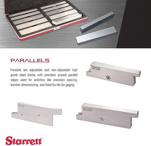 Starrett Steel متوازي قابل للتعديل مع تشطيب فولاذي عادي، قراءة سريعة لأعمال التخطيط والقياس والفحص - طول 1-3/4 بوصة، نطاق 3/8-1/2 بوصة، سمك 9/32 بوصة - 154A in Saudi Arabia