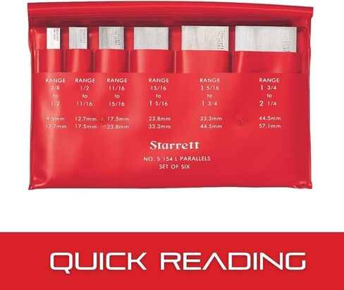 Starrett Steel متوازي قابل للتعديل مع تشطيب فولاذي عادي، قراءة سريعة لأعمال التخطيط والقياس والفحص - طول 1-3/4 بوصة، نطاق 3/8-1/2 بوصة، سمك 9/32 بوصة - 154A in Saudi Arabia
