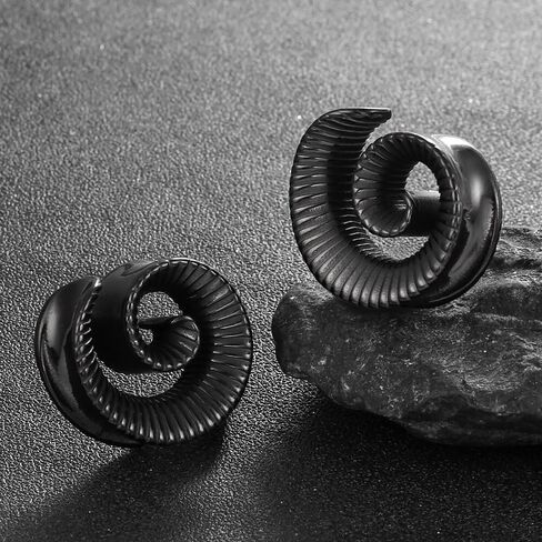 LADEMAYH سدادات سرج مقاييس الأذن للنساء، أسود 00 مقياس حلزوني للأذنين، الفولاذ المقاوم للصدأ 316L مقاييس أنفاق الأذن للرجال أقراط قياس تمدد الأذن in Kuwait