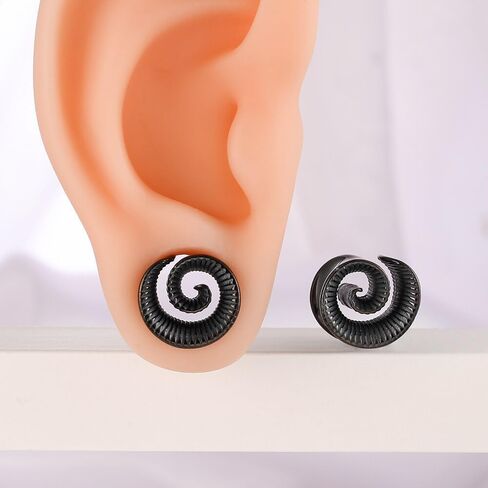 LADEMAYH سدادات سرج مقاييس الأذن للنساء، أسود 00 مقياس حلزوني للأذنين، الفولاذ المقاوم للصدأ 316L مقاييس أنفاق الأذن للرجال أقراط قياس تمدد الأذن in Kuwait