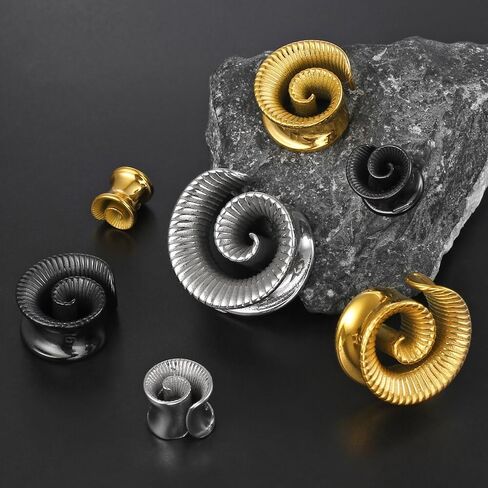 LADEMAYH سدادات سرج مقاييس الأذن للنساء، أسود 00 مقياس حلزوني للأذنين، الفولاذ المقاوم للصدأ 316L مقاييس أنفاق الأذن للرجال أقراط قياس تمدد الأذن in Kuwait