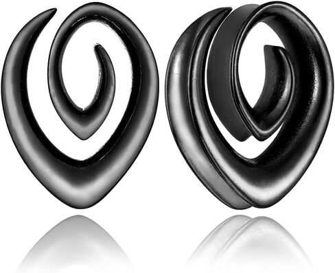 سدادات سرج من LADEMAYH لمقاييس الأذن، مقاييس حلزونية سوداء 3/4 بوصة للأذنين، مقاييس أنفاق الأذن من الفولاذ المقاوم للصدأ 316L للرجال، أقراط قياس تمدد الأذن للنساء in Kuwait