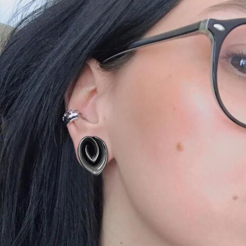 سدادات سرج من LADEMAYH لمقاييس الأذن، مقاييس حلزونية سوداء 3/4 بوصة للأذنين، مقاييس أنفاق الأذن من الفولاذ المقاوم للصدأ 316L للرجال، أقراط قياس تمدد الأذن للنساء in Kuwait