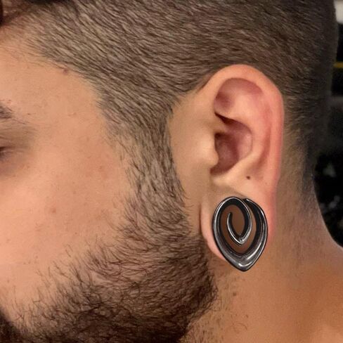 سدادات سرج من LADEMAYH لمقاييس الأذن، مقاييس حلزونية سوداء 3/4 بوصة للأذنين، مقاييس أنفاق الأذن من الفولاذ المقاوم للصدأ 316L للرجال، أقراط قياس تمدد الأذن للنساء in Kuwait