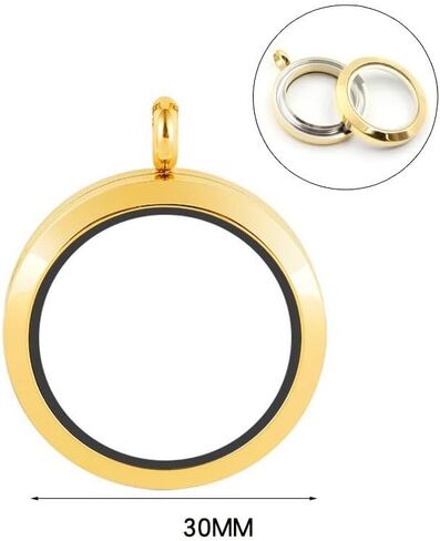 RSACCSKY Memory Locket Charms,DIY Floating Round Locket Pendant, Living Floating Memory Lockets for Women Friendship Necklace Memory Nostalgic,30mm in Saudi Arabia