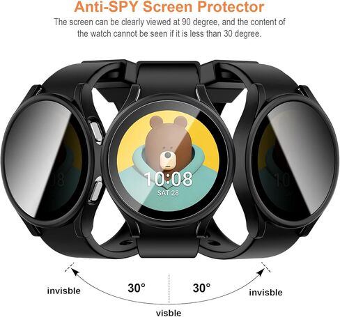 【3+3 عبوات】واقي شاشة للخصوصية متوافق مع ساعة Galaxy Watch 5/Galaxy Watch 4 44 مم، جراب 2 في 1 أبيض مقاوم للتجسس وغطاء واقٍ صلب من البولي كربونات لساعة Samsung Galaxy Watch 5/Watch 4 للرجال والنساء in Kuwait