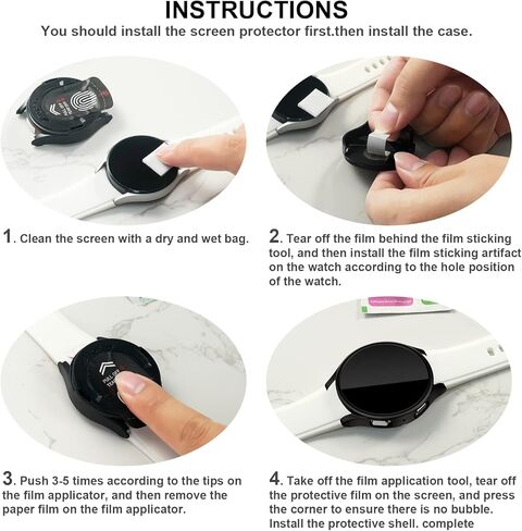 【3+3 عبوات】واقي شاشة للخصوصية متوافق مع ساعة Galaxy Watch 5/Galaxy Watch 4 44 مم، جراب 2 في 1 أبيض مقاوم للتجسس وغطاء واقٍ صلب من البولي كربونات لساعة Samsung Galaxy Watch 5/Watch 4 للرجال والنساء in Kuwait