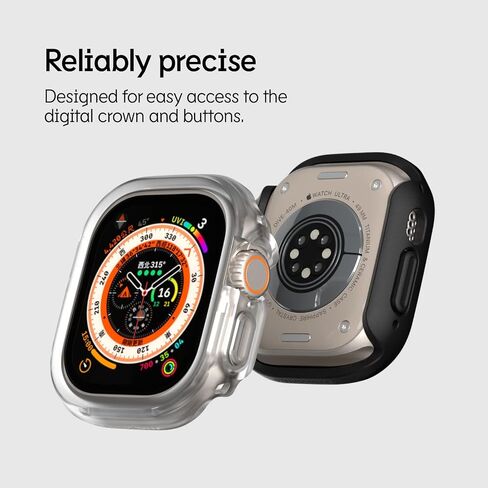 حافظة RHINOSHIELD ممتصة للصدمات متوافقة مع Apple Watch Series 9/8 / 7 [45 ملم] | غطاء حماية نحيف - خفيف الوزن وممتص للصدمات - أسود كلاسيكي in Kuwait