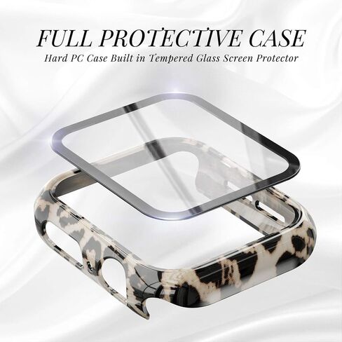 Goosehill Compatible for Apple Watch Case 44mm Series 6/5/4/SE with Tempered Glass Screen Protector, Full Cover Ultra-Thin Hard PC Bumper Fashion Leopard Protective Case for Women Girls iWatch in Saudi Arabia