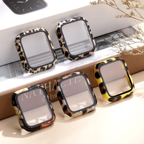 Goosehill Compatible for Apple Watch Case 44mm Series 6/5/4/SE with Tempered Glass Screen Protector, Full Cover Ultra-Thin Hard PC Bumper Fashion Leopard Protective Case for Women Girls iWatch in Saudi Arabia
