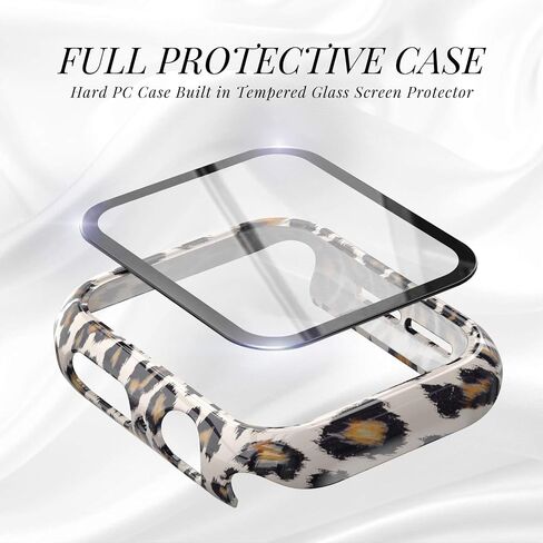 Goosehill Compatible for Apple Watch Case 44mm Series 6/5/4/SE with Tempered Glass Screen Protector, Full Cover Ultra-Thin Hard PC Bumper Fashion Leopard Protective Case for Women Girls iWatch in Saudi Arabia