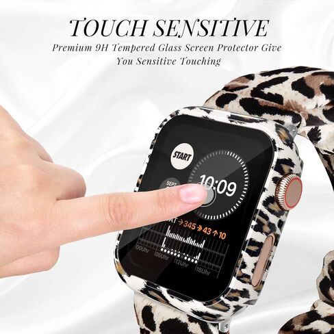 Goosehill Compatible for Apple Watch Case 44mm Series 6/5/4/SE with Tempered Glass Screen Protector, Full Cover Ultra-Thin Hard PC Bumper Fashion Leopard Protective Case for Women Girls iWatch in Saudi Arabia