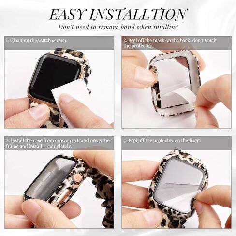 Goosehill Compatible for Apple Watch Case 44mm Series 6/5/4/SE with Tempered Glass Screen Protector, Full Cover Ultra-Thin Hard PC Bumper Fashion Leopard Protective Case for Women Girls iWatch in Saudi Arabia