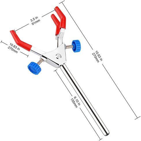 stonylab 3 Prong Dual Adjustable Clamp, Sturdy 3 Prong Multipurpose Swivel Clamp Finger Style Lab Extension Clamp Lab Accessory in Saudi Arabia