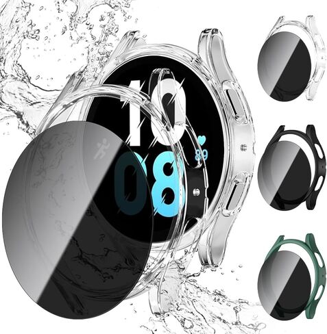 【3+3 عبوات】واقي شاشة للخصوصية متوافق مع ساعة Galaxy Watch 5/Galaxy Watch 4 44 مم، جراب 2 في 1 أبيض مقاوم للتجسس وغطاء واقٍ صلب من البولي كربونات لساعة Samsung Galaxy Watch 5/Watch 4 للرجال والنساء in Kuwait