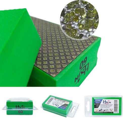 Diamond Hand Polishing Pad Diamond Sanding Block Foam Backed Diamond Sponge Sanding Pads for Wet or Dry Grinding polishing for Granite Marble Stone Tile Glass Ceramic (1, 120# Hexagon) in Saudi Arabia