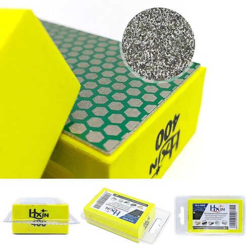 Diamond Hand Polishing Pad Diamond Sanding Block Foam Backed Diamond Sponge Sanding Pads for Wet or Dry Grinding polishing for Granite Marble Stone Tile Glass Ceramic (1, 120# Hexagon) in Saudi Arabia