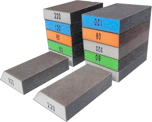 12 قطعة من مكعبات الصنفرة - 2 قطعة من 60 80 120 220 320 حبيبة، إسفنجة سنفرة خشنة/متوسطة/ناعمة/فائقة النعومة - كتلة ورق صنفرة يدوية قابلة للغسل وإعادة الاستخدام من ورق الصنفرة للخشب المعدني in Kuwait