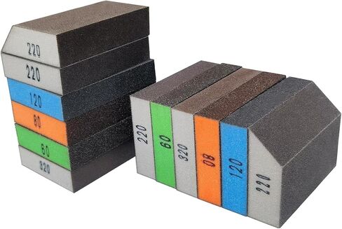 12 قطعة من مكعبات الصنفرة - 2 قطعة من 60 80 120 220 320 حبيبة، إسفنجة سنفرة خشنة/متوسطة/ناعمة/فائقة النعومة - كتلة ورق صنفرة يدوية قابلة للغسل وإعادة الاستخدام من ورق الصنفرة للخشب المعدني in Kuwait