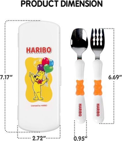 HARIBO Goldbear Spoon and Fork Set - Kids & Toddlers Plastic Flatware with HARIBO Goldbear Figure Handle, Kids Eating Utensils for 4 years + Child, BPA Free Silverware for Kids (Yellow) in Saudi Arabia
