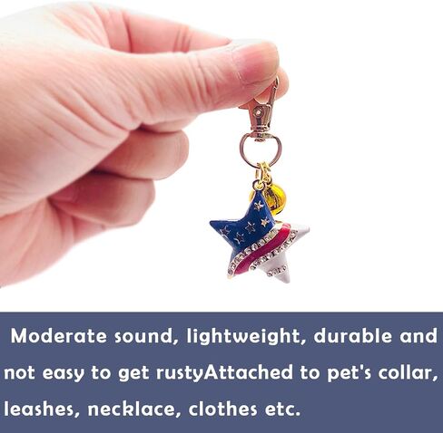 PET SHOW 4Pcs 4th of July Small Dog Bells for Collar Charm American Flag Pet Pendant Accessories Patriotic Rhinestone Bell for Collars Clip on Suitable for Medium Large Dogs Cat in Saudi Arabia