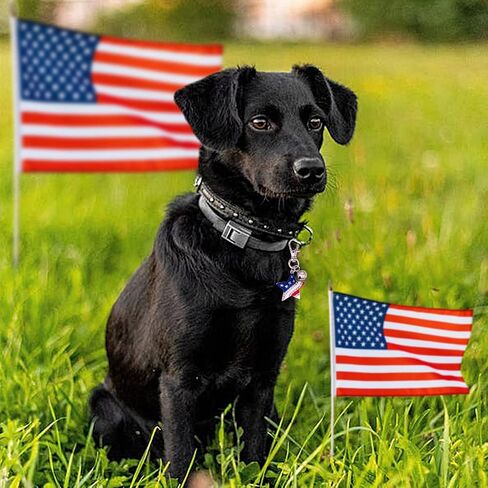 PET SHOW 4Pcs 4th of July Small Dog Bells for Collar Charm American Flag Pet Pendant Accessories Patriotic Rhinestone Bell for Collars Clip on Suitable for Medium Large Dogs Cat in Saudi Arabia
