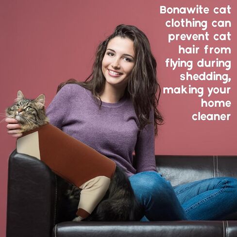 بيجامة للقطط من بوناويت للقطط فقط، ملابس للقطط ذات شعر لزج، تمنع تساقط شعر القطط الصغيرة، ملابس تنكرية للحيوانات الأليفة، بدلة تعافي القطط للقطط أو الكلاب الصغيرة in Kuwait