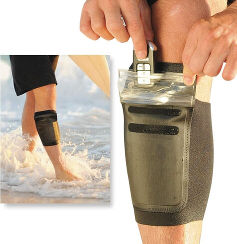 DRFT Waterproof Leg Ankle Pouch for Swimming, Surfing, Kayaking, Fishing, Boating, Running, Biking (Black, Small/Medium) in Kuwait