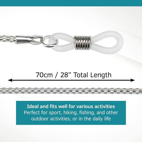 SPORTS WORLD VISION Metal Glasses Holder Cord, Adjustable Eyeglass Chain, Anti-Slip Rubber Ends for Men and Women - 1 Piece in Saudi Arabia