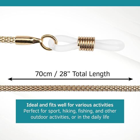 SPORTS WORLD VISION Metal Glasses Holder Cord, Adjustable Eyeglass Chain, Anti-Slip Rubber Ends for Men and Women - 1 Piece in Saudi Arabia