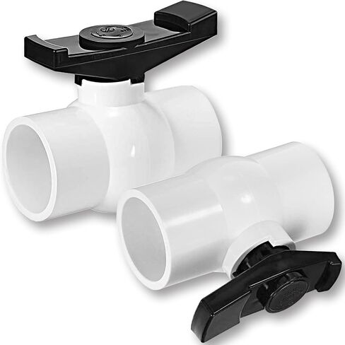 FANOVO 2 قطعة صمام كروي PVC، صمام كروي للإغلاق 2 بوصة PVC، صمام كروي PVC منزلق مع مقبض ذكي ''T''، يستخدم للأغراض التجارية، حمام السباحة، نظام الري، إلخ in Kuwait