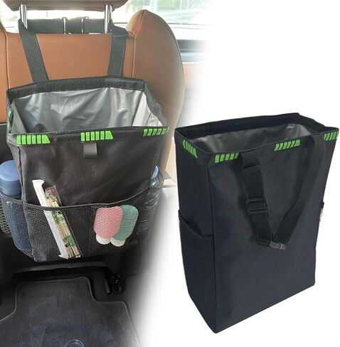 حقيبة قمامة السيارة المعلقة من تشوهاي مقاومة للماء وعلب قمامة السيارات، حقيبة قمامة قابلة للطي ومضادة للتسرب مع 4 جيوب للتخييم في الهواء الطلق والسفر in Kuwait