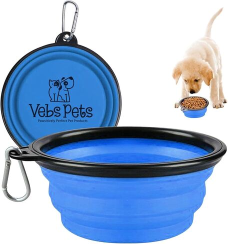 Collapsible Dog Bowls for Travel, 2-Pack Portable Dog Water Bowl for Medium and Small Dogs Cats Pet Foldable Feeding Watering Dish for Traveling Camping Walking w/ 2 Carabiners, BPA Free (Aqua) in Kuwait