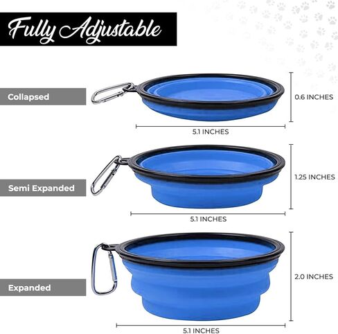 Collapsible Dog Bowls for Travel, 2-Pack Portable Dog Water Bowl for Medium and Small Dogs Cats Pet Foldable Feeding Watering Dish for Traveling Camping Walking w/ 2 Carabiners, BPA Free (Aqua) in Kuwait