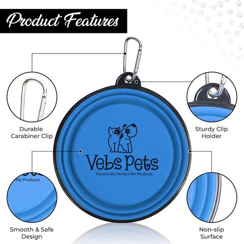 Collapsible Dog Bowls for Travel, 2-Pack Portable Dog Water Bowl for Medium and Small Dogs Cats Pet Foldable Feeding Watering Dish for Traveling Camping Walking w/ 2 Carabiners, BPA Free (Aqua) in Kuwait