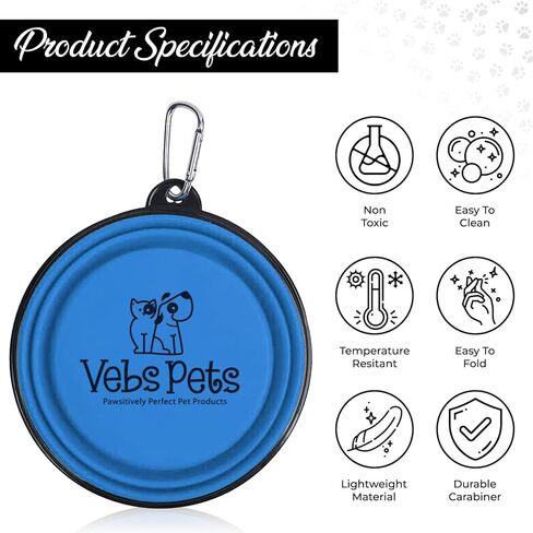 Collapsible Dog Bowls for Travel, 2-Pack Portable Dog Water Bowl for Medium and Small Dogs Cats Pet Foldable Feeding Watering Dish for Traveling Camping Walking w/ 2 Carabiners, BPA Free (Aqua) in Kuwait