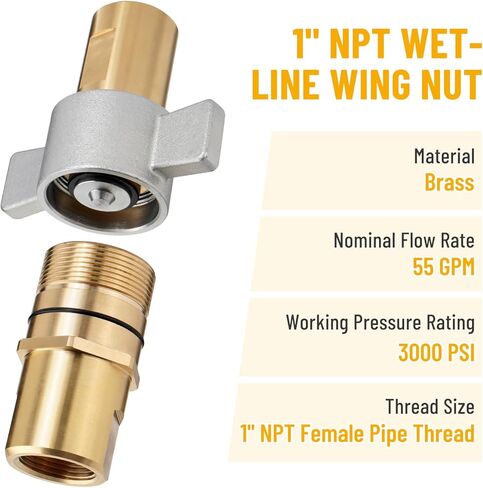 MOTMAX 1 "NPT Wet Line Wing Nut هيدروليكي سريع قطع الاتصال النحاسي / مجموعة اقتران in Kuwait