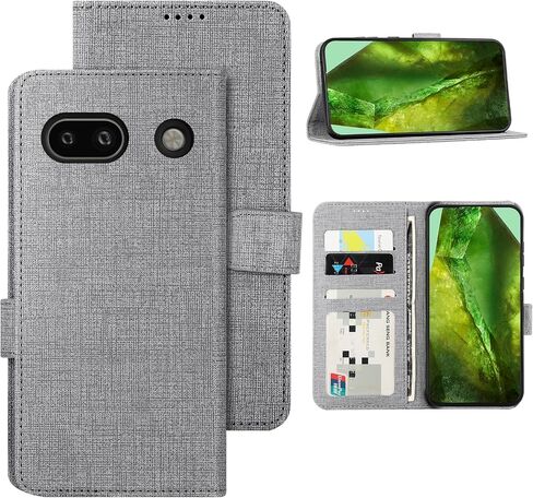 حافظة محفظة Foluu لهاتف Google Pixel 8a، حافظة قابلة للطي من جلد البولي يوريثان مع [جراب داخلي من مادة TPU مقاوم للصدمات]، فتحات بطاقة بمسند، غطاء إغلاق مغناطيسي قوي للغاية لهاتف Google Pixel 8a 2024 (رمادي) in Saudi Arabia