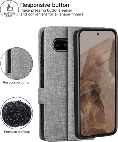 حافظة محفظة Foluu لهاتف Google Pixel 8a، حافظة قابلة للطي من جلد البولي يوريثان مع [جراب داخلي من مادة TPU مقاوم للصدمات]، فتحات بطاقة بمسند، غطاء إغلاق مغناطيسي قوي للغاية لهاتف Google Pixel 8a 2024 (رمادي) in Saudi Arabia