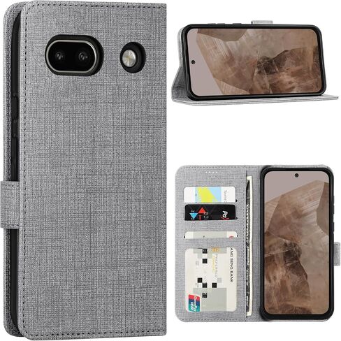 حافظة محفظة Foluu لهاتف Google Pixel 8a، حافظة قابلة للطي من جلد البولي يوريثان مع [جراب داخلي من مادة TPU مقاوم للصدمات]، فتحات بطاقة بمسند، غطاء إغلاق مغناطيسي قوي للغاية لهاتف Google Pixel 8a 2024 (رمادي) in Saudi Arabia