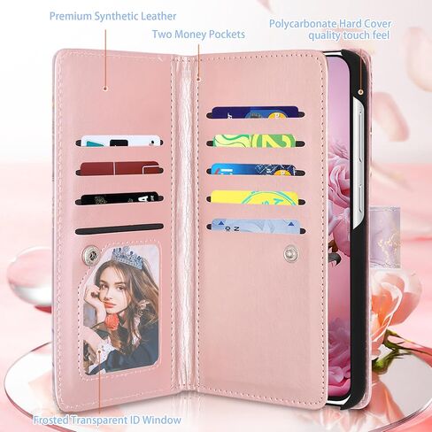 Fingic Samsung Galaxy A15 5G Case Wallet for Women Girl[with 9 Card Holder]Marble Rose Gold PU Leather Detachable Wrist Strap Fullbody Slim Shockproof Flip Phone Case for Samsung Galaxy A15,6.5",2024 in Kuwait
