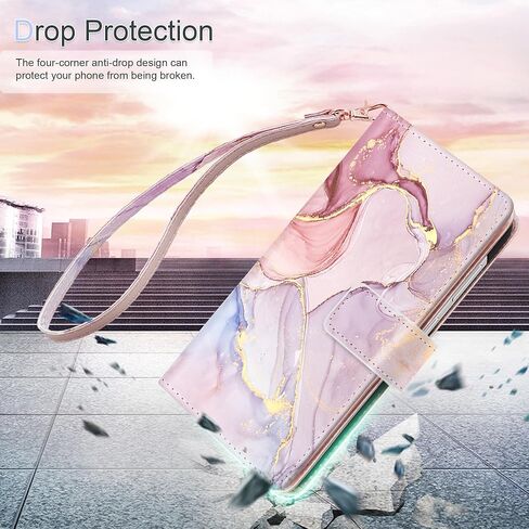 Fingic Samsung Galaxy A15 5G Case Wallet for Women Girl[with 9 Card Holder]Marble Rose Gold PU Leather Detachable Wrist Strap Fullbody Slim Shockproof Flip Phone Case for Samsung Galaxy A15,6.5",2024 in Kuwait