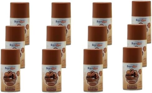 علبة معطر هواء ScentBon قابلة لإعادة التعبئة، القرفة، الكتان الطازج، التفاح الأخضر، المانجو، المحيط، الفانيليا، عبوة من 12 قطعة (12، بني - رائحة القرفة) in Kuwait