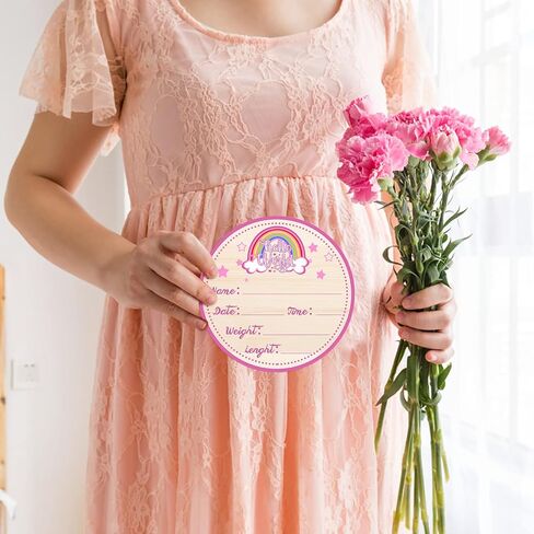 لافتة إعلان خشبية للطفل، لافتة Hello World لحديثي الولادة، لافتة إعلان ميلاد للمستشفى، علامة إعلان اسم الطفل، إعلان ميلاد الطفل، لاسم الطفل وتفاصيل الولادة، 6 بوصات قوس قزح وردي in Kuwait